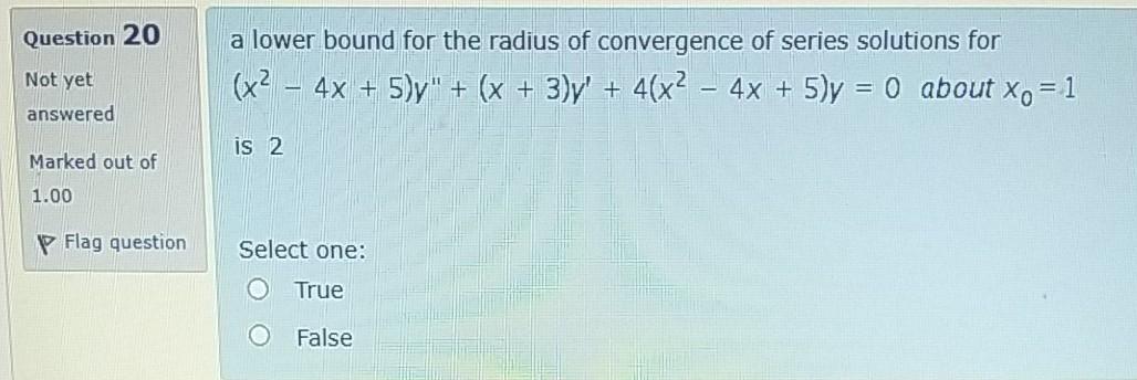 Solved Question A Lower Bound For The Radius Of Conver Chegg Com