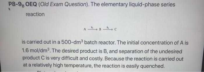 Solved P8-98 OEQ (Old Exam Question). The elementary | Chegg.com