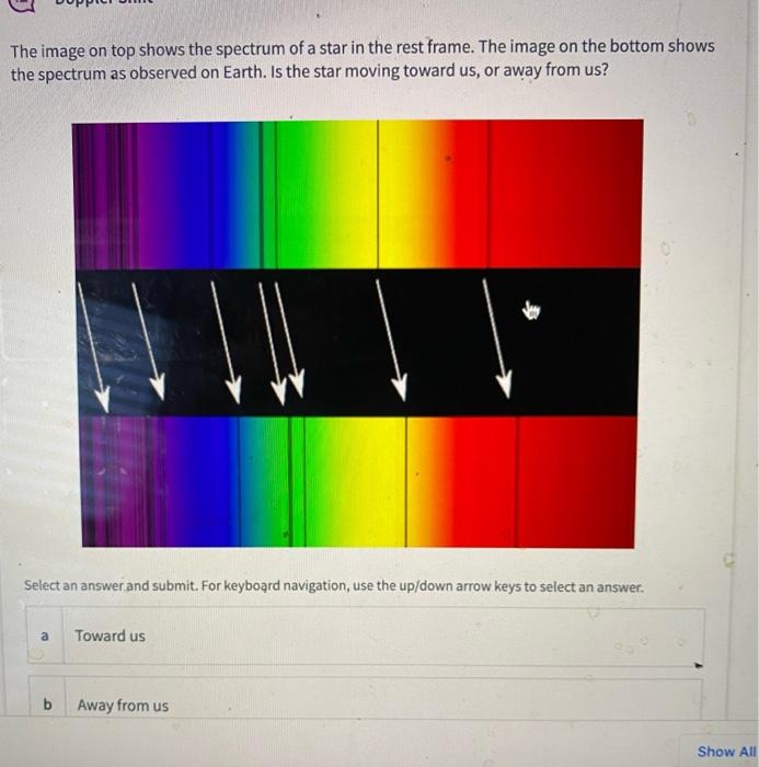 Solved The image on top shows the spectrum of a star in the | Chegg.com