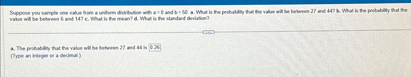 Solved Suppose you sample one value from a uniform | Chegg.com