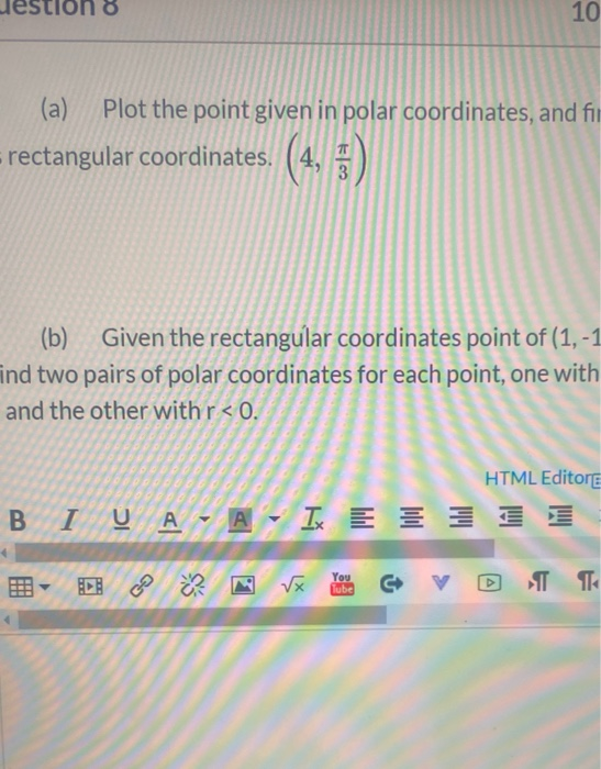 Solved Ion 8 10 (a) Plot the point given in polar | Chegg.com