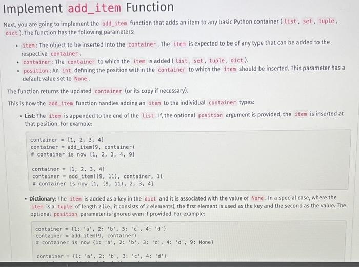 Solved lext, you are going to implement the add_item | Chegg.com