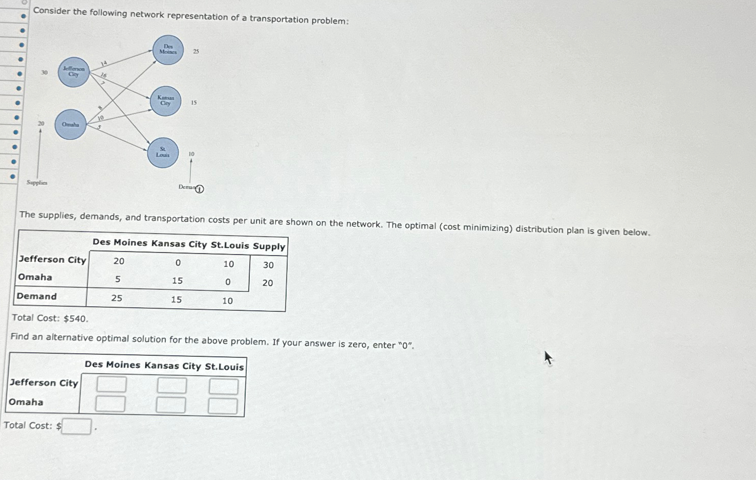 Solved Consider The Following Network Representation Of A | Chegg.com