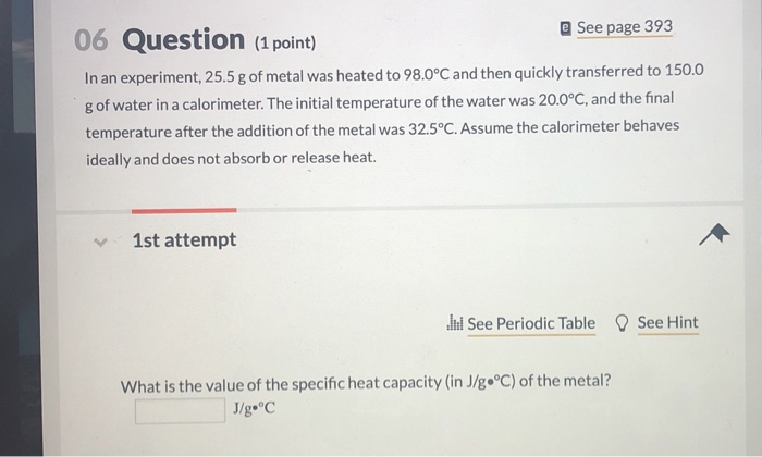 Solved 06 Question (1 point) See page 393 In an experiment, | Chegg.com