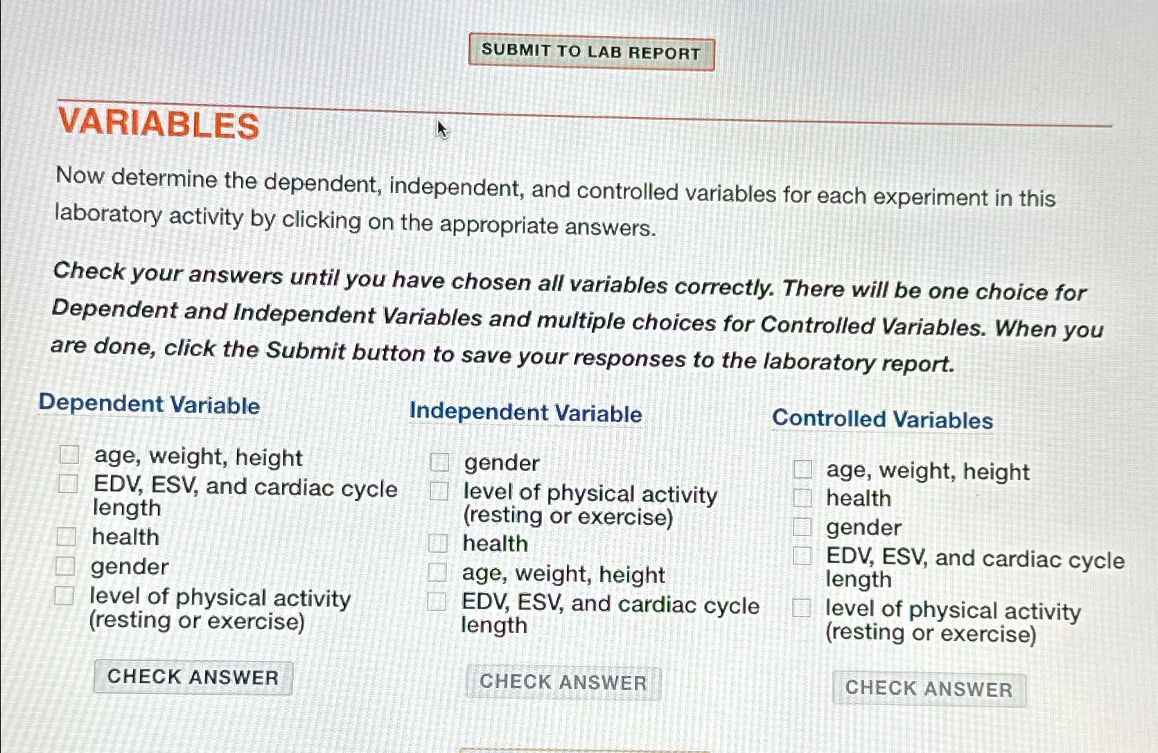 Solved VARIABLESNow determine the dependent, independent, | Chegg.com