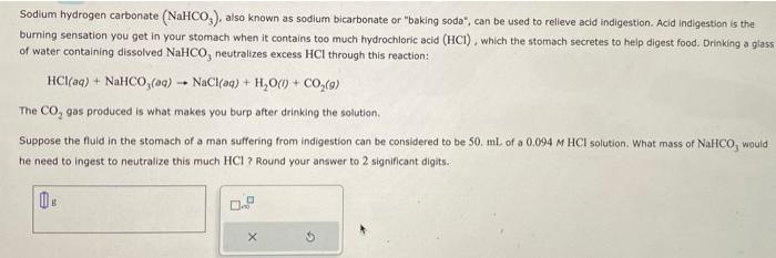 Solved Sodium hydrogen carbonate (NaHCO3), also known as | Chegg.com