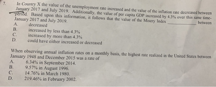 Solved 7. In Country X the value of the unemployment rate | Chegg.com