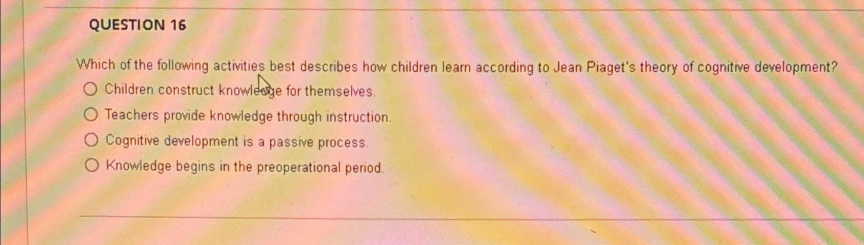 Solved QUESTION 16Which of the following activities best Chegg