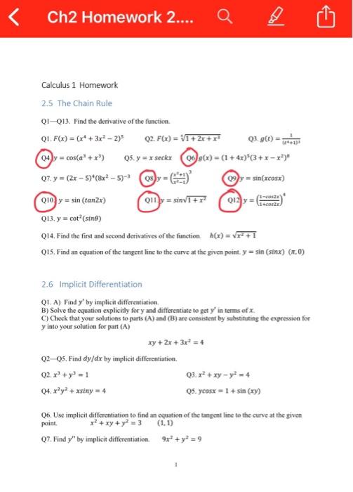 Solved hi! please show me how to do the circled questions. | Chegg.com