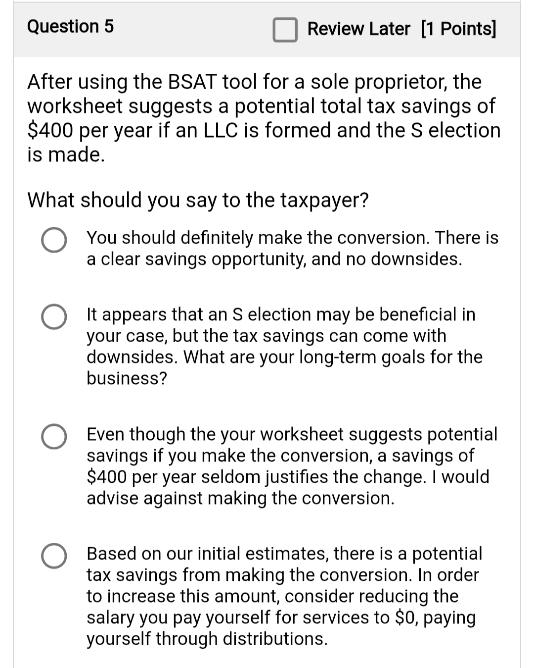 Solved Question 5Review Later [1 Points]After using the | Chegg.com