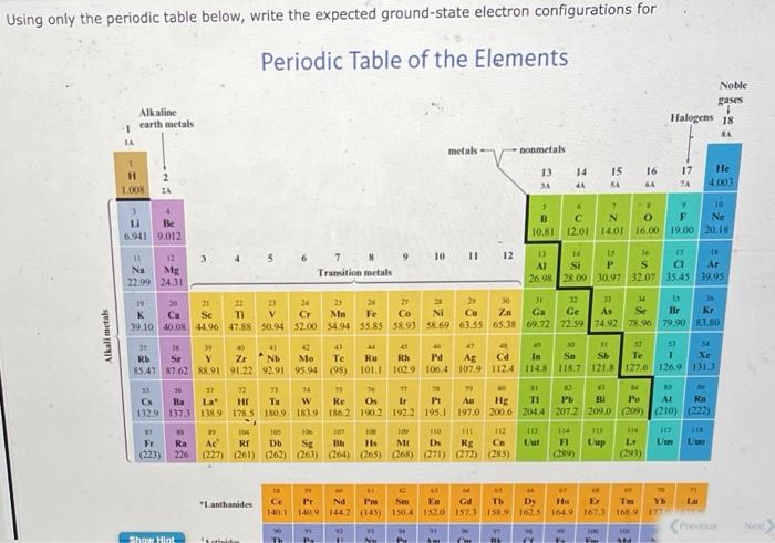 Solved a. the third element in Group 6 A. b. element number | Chegg.com