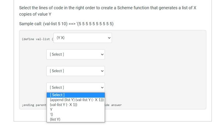 Solved Select the lines of code in the right order to create | Chegg.com