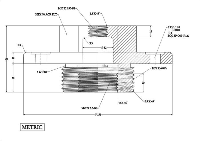 autocad half section view