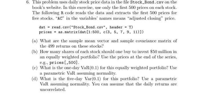 6-this-problem-uses-daily-stock-price-data-in-the-chegg