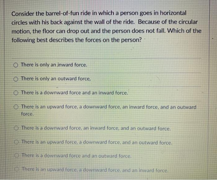 Solved Consider the barrel-of-fun ride in which a person | Chegg.com