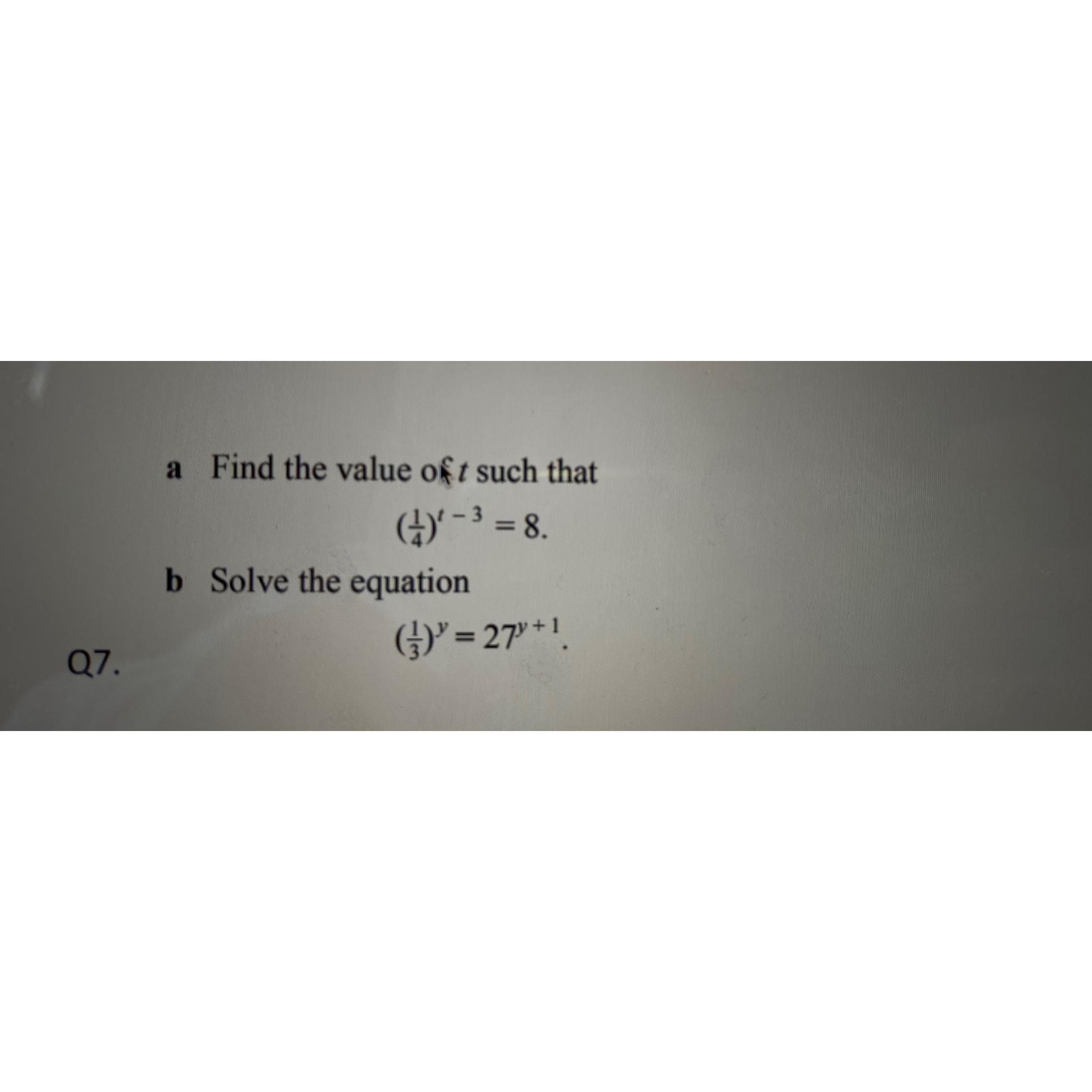 Solved a Find the value of t ﻿such that(14)t-3=8. ﻿b Solve | Chegg.com