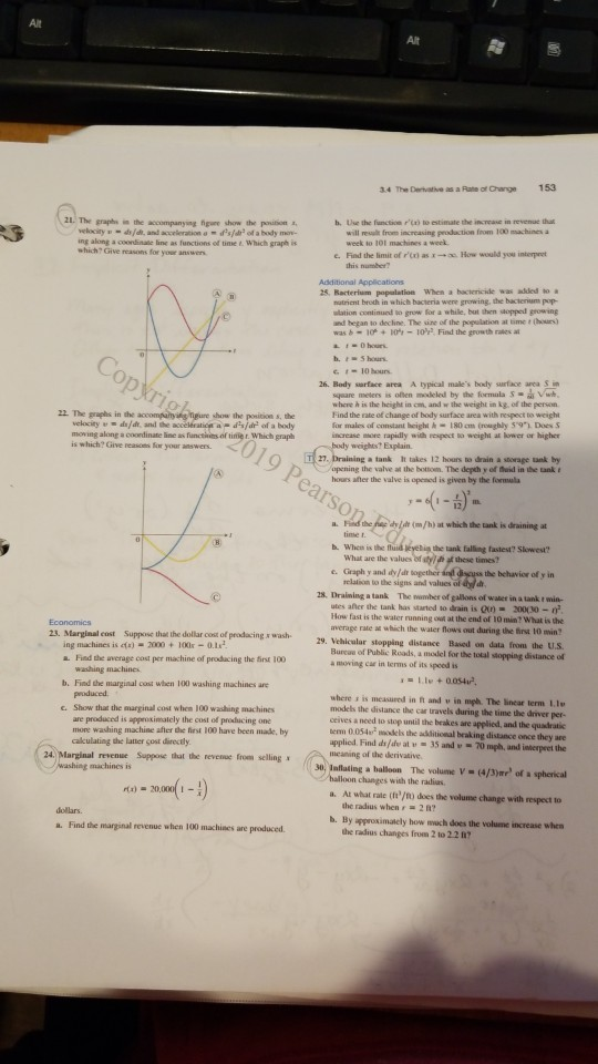 Solved Al AR 3.4 The Derivatives a Rate of Charge 153 21. | Chegg.com