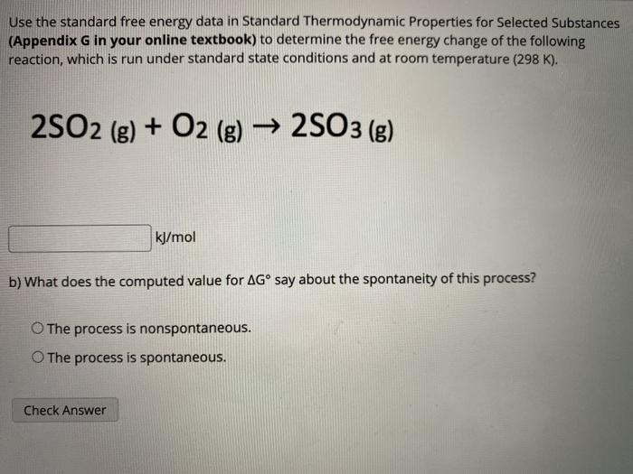 Solved Use the standard free energy data in Standard | Chegg.com