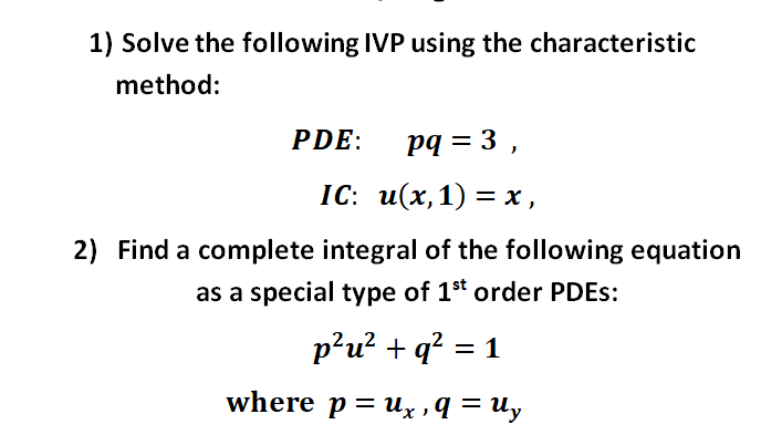 Solved 1) Solve the following IVP using the characteristic | Chegg.com