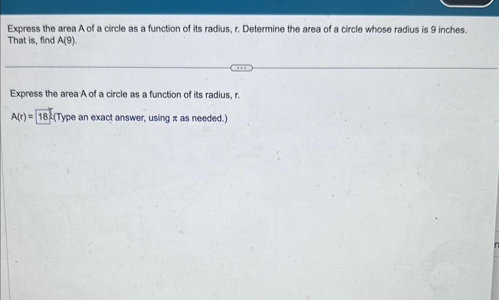 find the area of a circle with radius r 11cm