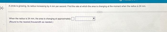 Solved A Circle Is Growing, Its Radius Increasing By 4 Mm | Chegg.com