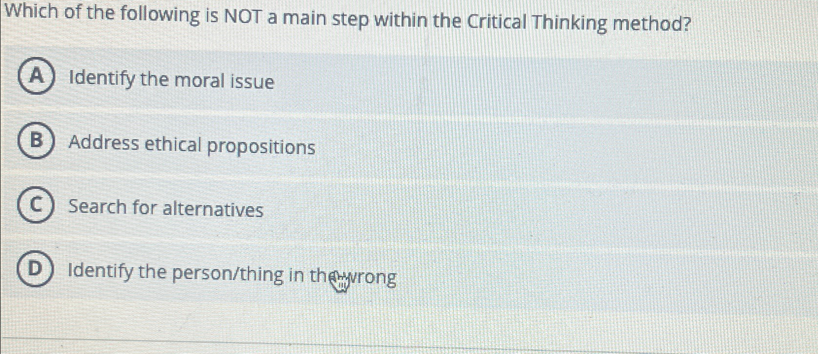 Solved Which of the following is NOT a main step within the | Chegg.com