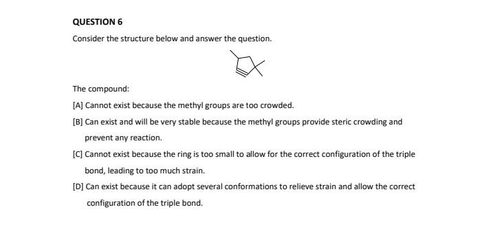 Solved QUESTION 6 Consider the structure below and answer | Chegg.com