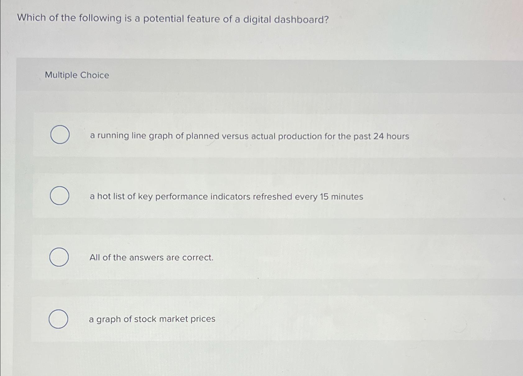 Solved Which of the following is a potential feature of a | Chegg.com