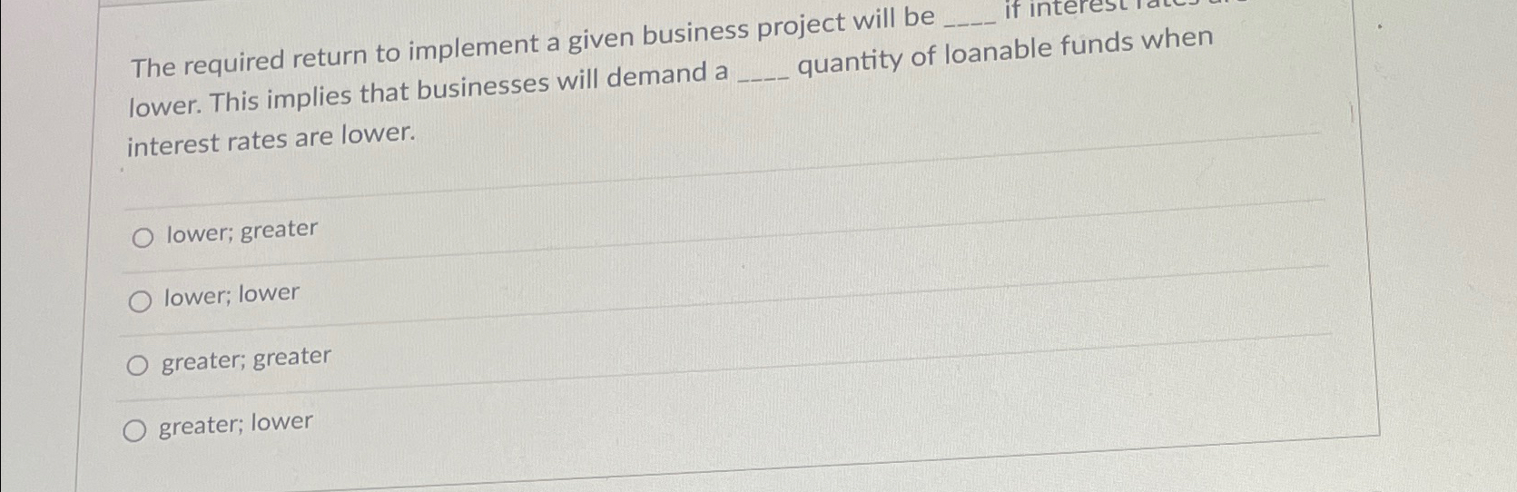 Solved The required return to implement a given business | Chegg.com