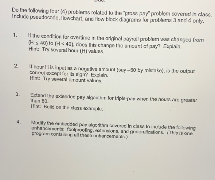 Solved Do the following four (4) problems related to the | Chegg.com