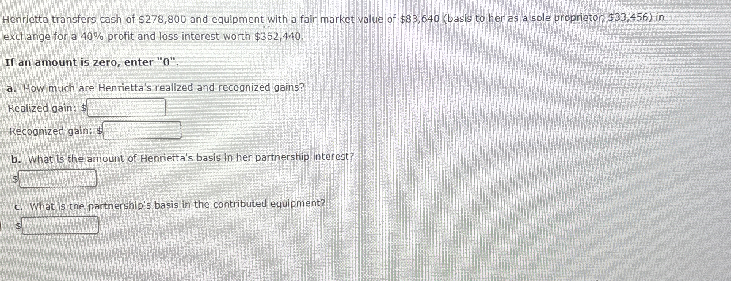 Solved Henrietta transfers cash of 278,800 ﻿and equipment