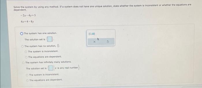 Solved Solve the system by using any method. It a system | Chegg.com