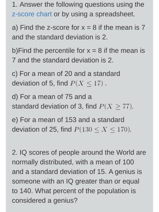 Z Score Practice Problems And Answers