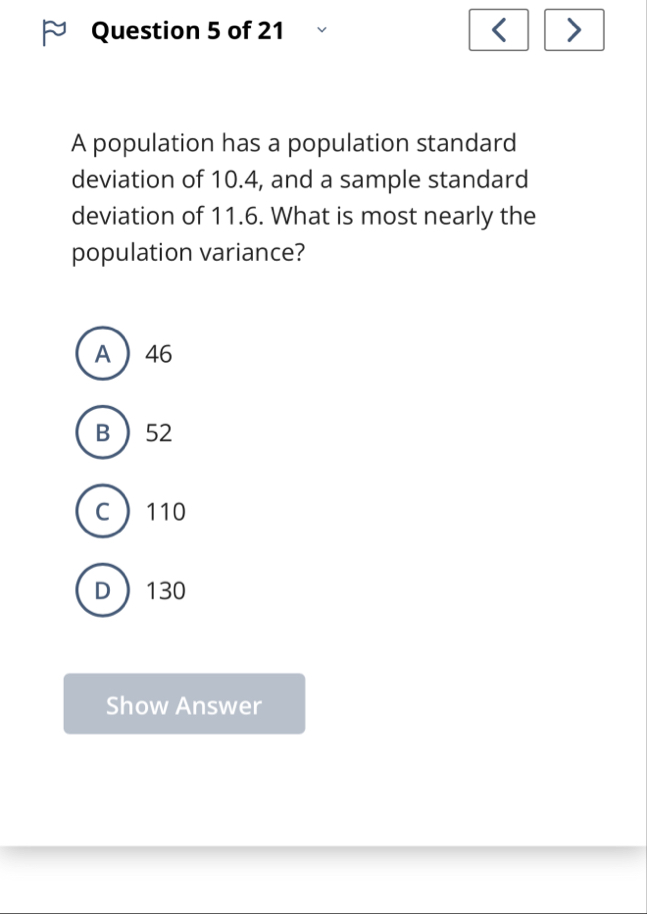 Solved ~~ Question 5 ﻿of 21A population has a population | Chegg.com