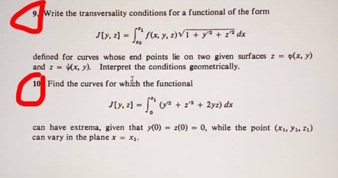 Solved 9. Write The Transversality Conditions For A | Chegg.com