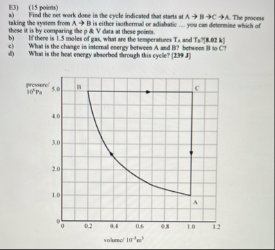 Solved E3) (15 ﻿points)a) ﻿Find the net work done in the | Chegg.com
