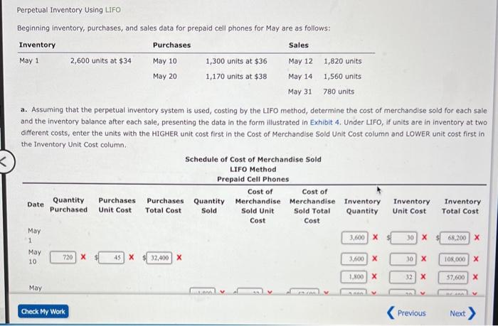 Solved Perpetual Inventory Using LIFO Beginning Inventory, | Chegg.com