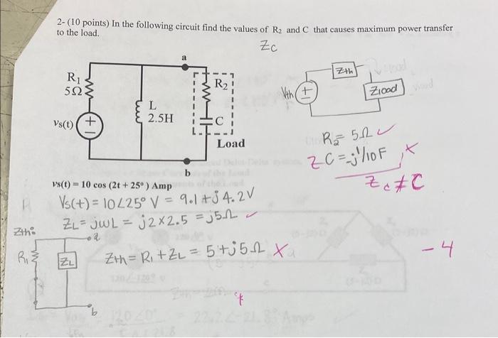 Solved 2- ( 10 Points) In The Following Circuit Find The | Chegg.com