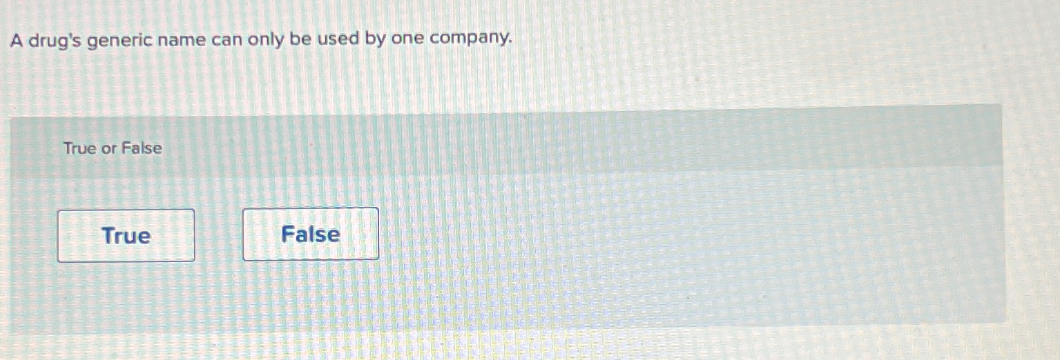 Solved A drug's generic name can only be used by one | Chegg.com