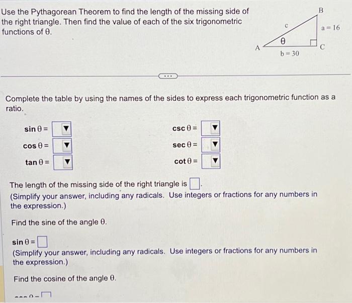 Use the Pythagorean Theorem to find the length of the | Chegg.com
