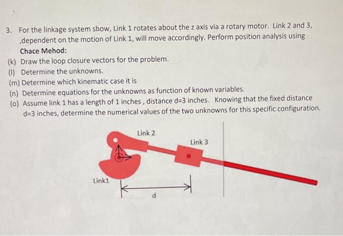 Solved 3. For the linkage system show, Link 1 rotates about | Chegg.com