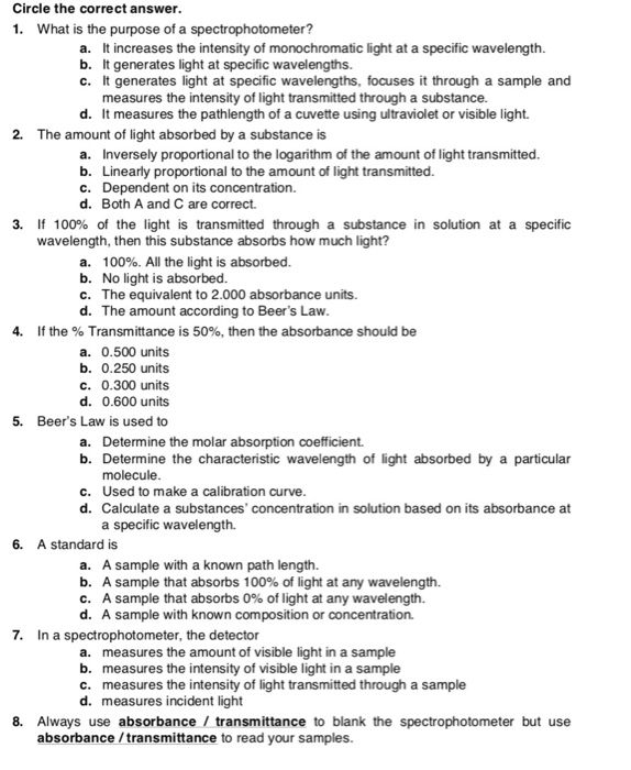 Solved Circle the correct answer. 1. What is the purpose of