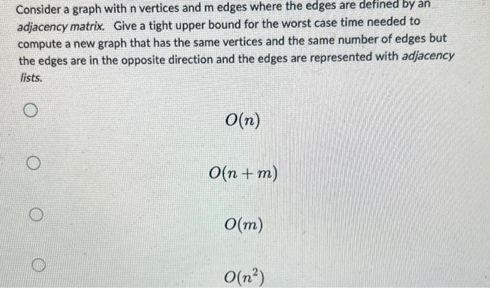 Solved Consider a graph with n vertices and m edges where | Chegg.com
