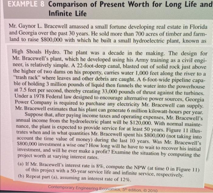 Solved EXAMPLE 8 Comparison of Present Worth for Long Life | Chegg.com