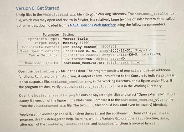 Solved Version 0: Get Started Unzip files in the | Chegg.com