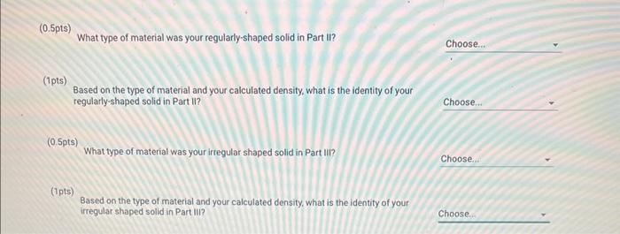 (13pts) Part III. Irregular-Shaped Solid Calculations | Chegg.com