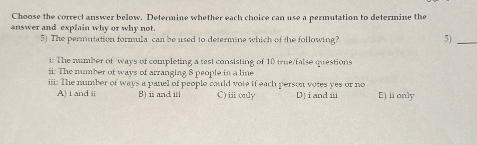 Solved Choose the correct answer below. Determine whether | Chegg.com