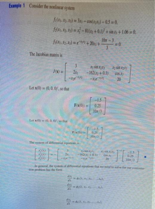 Solved Example 1 Consider The Nonlinear System | Chegg.com