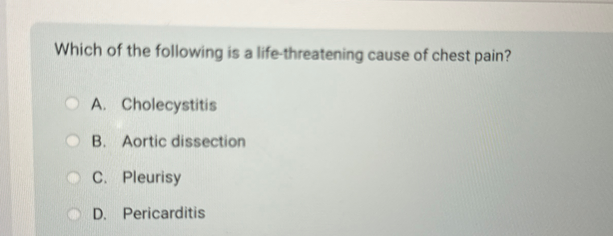 Solved Which of the following is a lifethreatening cause of