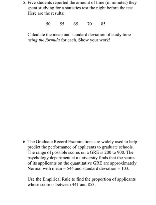 Solved 5. Five students reported the amount of time (in | Chegg.com